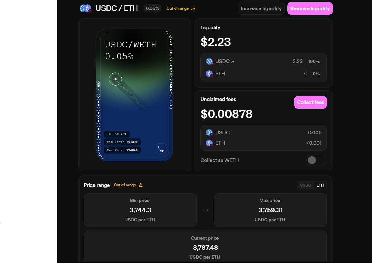 Uniswap USDC Base liquidity pool interface 2025