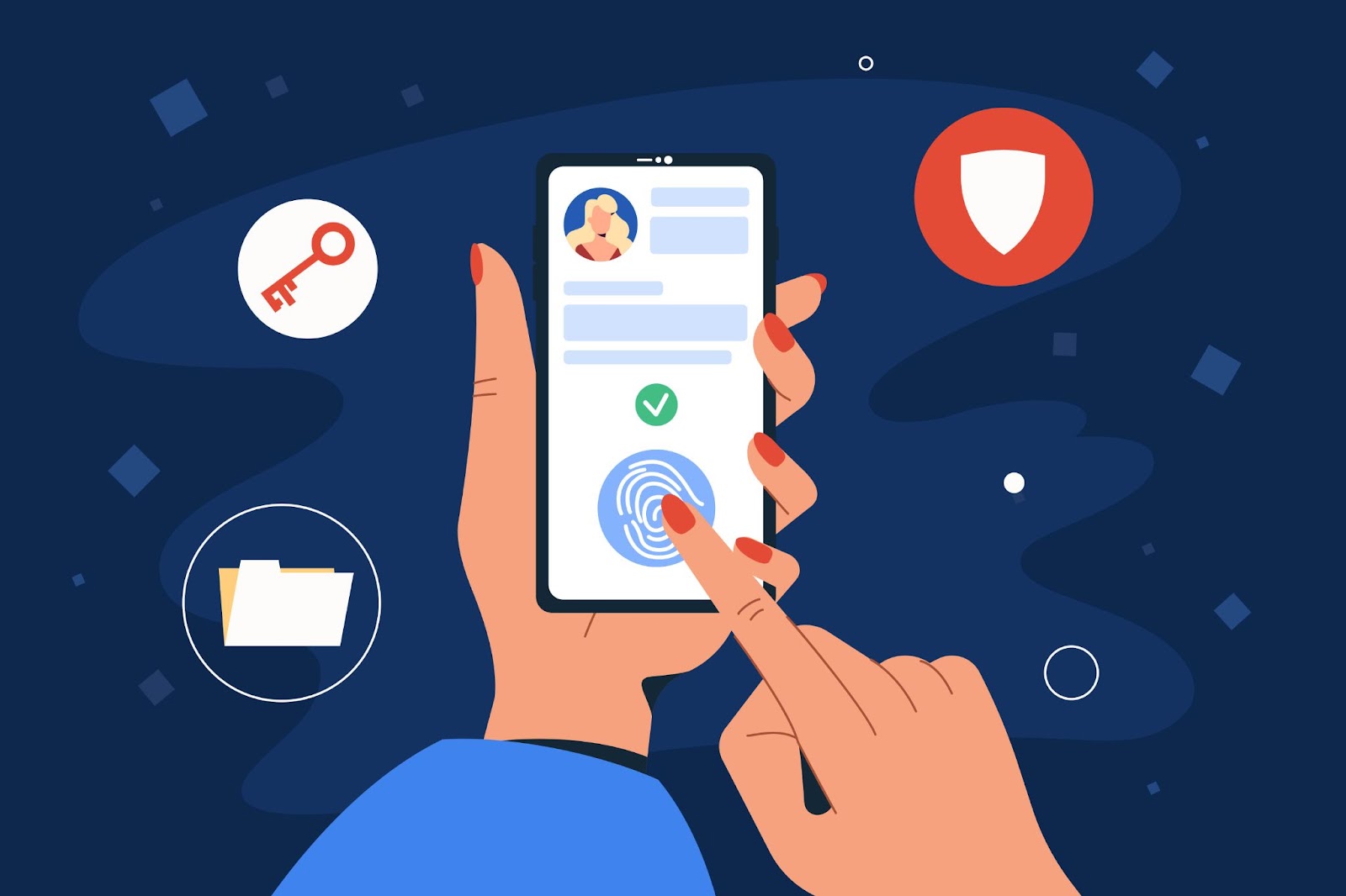 Blockchain security identity check illustration
